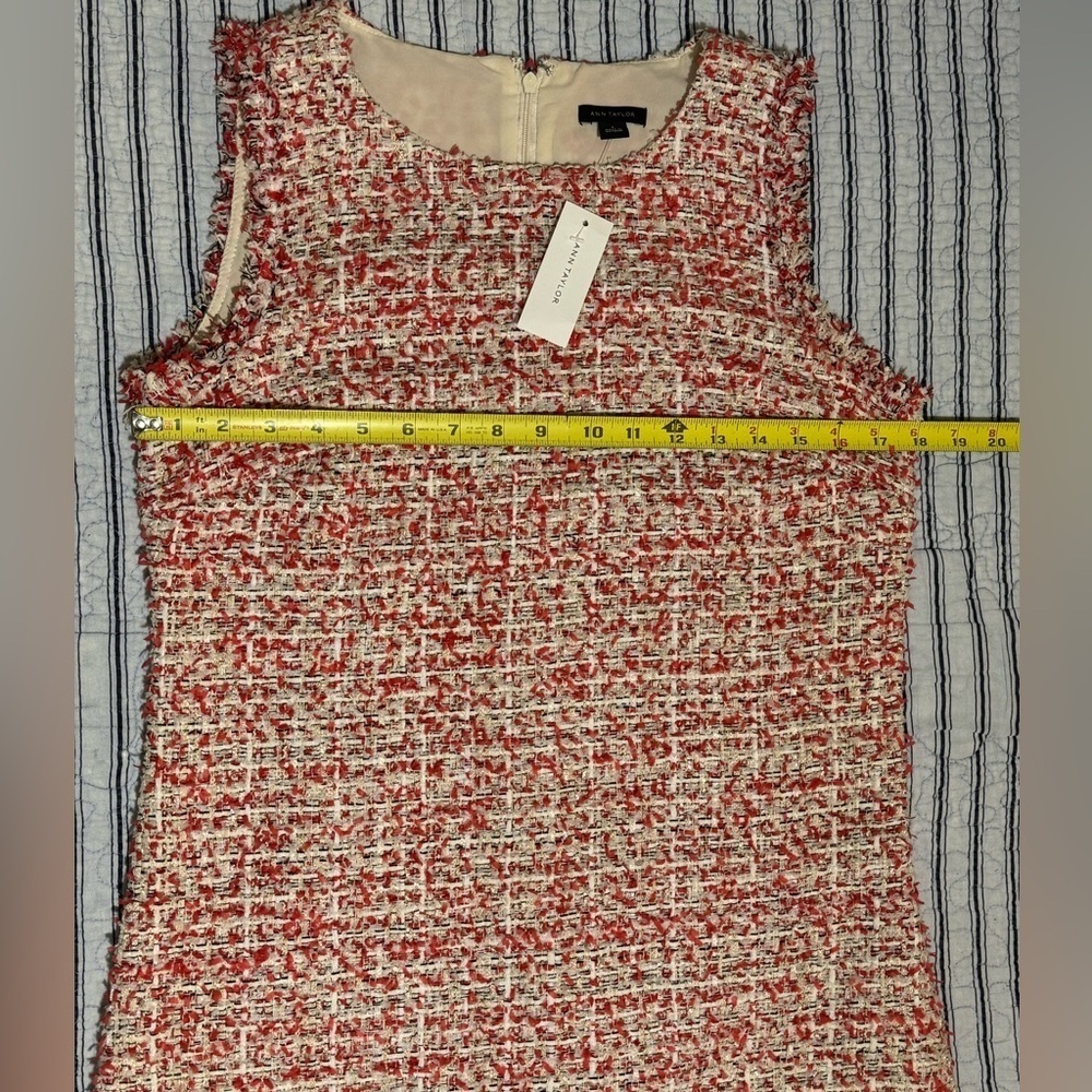NWT Ann Taylor Textured Tweed Fringe Shift Dress size 6 - Picture 7 of 16
